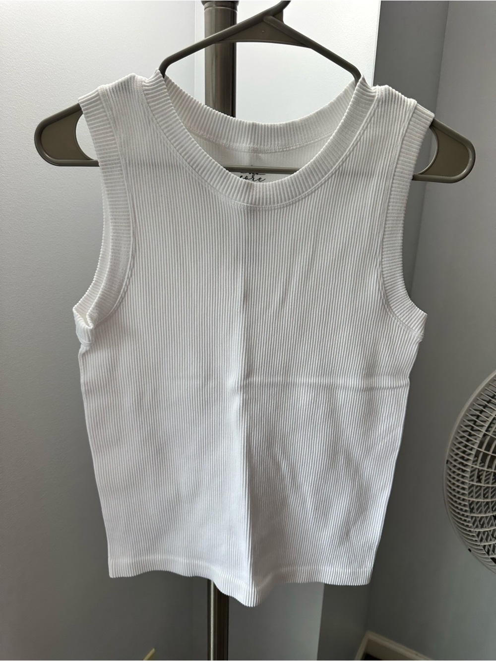 Buckle White Ribbed Tank Top